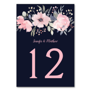 Blush Pink Floral Header für die Marine   Tischnummer