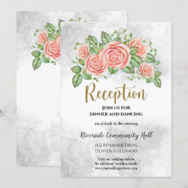 Blush Pink Floral Hochzeitsempfang Beilage Einladung