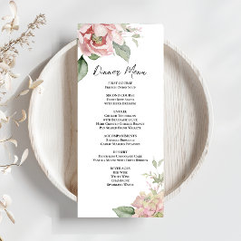 Blush Pink Floral Hochzeitsessen Menükarte