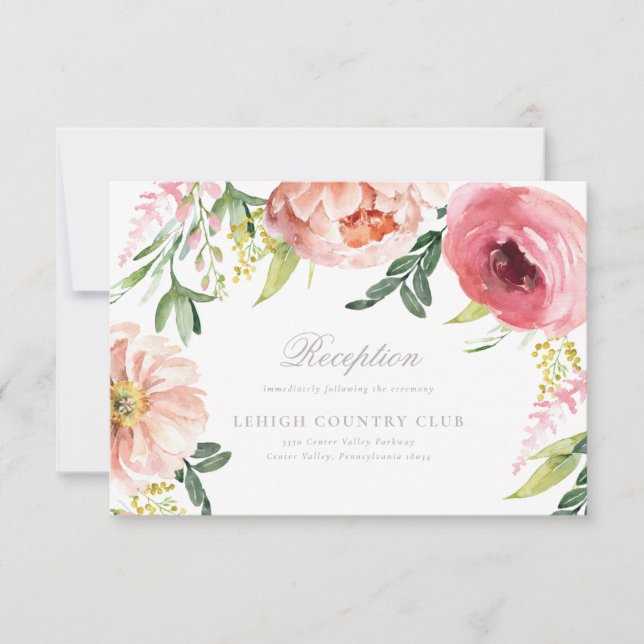 Blush Pink Floral Hochzeitskarte Einladung (Vorderseite)