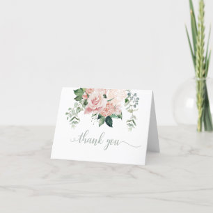 Blush Pink Floral Hydrangea Danke Note Card