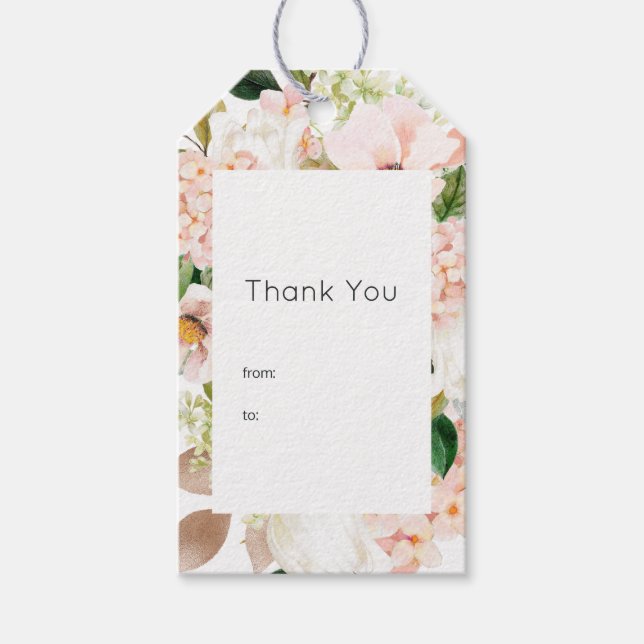 Blush Pink Floral Hydrangea Wedding Geschenkanhänger (Vorderseite)