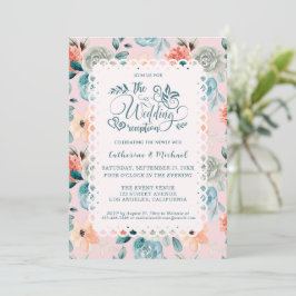 Blush Pink Floral Lace Elegante Hochzeitskalligrap Einladung