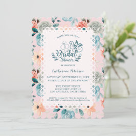 Blush Pink Floral Lace Elegante Hochzeitskalligrap Einladung