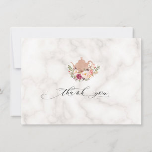 Blush Pink Floral Marbl Bridal Tee Party Vielen Da Dankeskarte