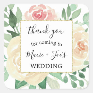 Blush Pink Floral mariage faveur merci sticker