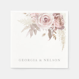 Blush Pink Floral Modern Wedding Serviette