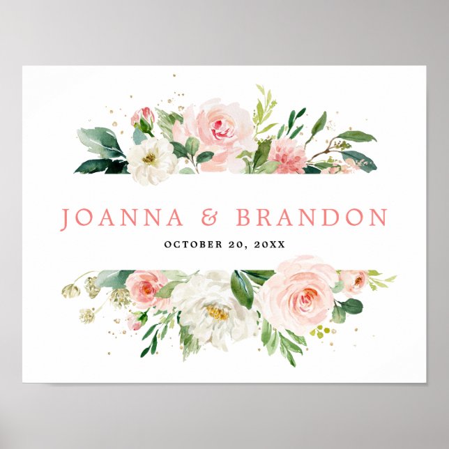 Blush Pink Floral Moderne botanische Hochzeit Will Poster (Vorne)