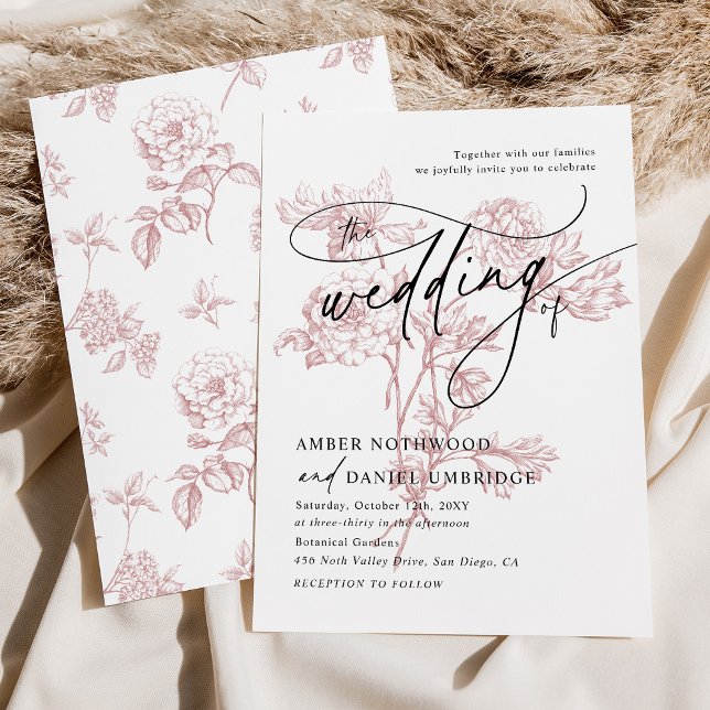 Blush Pink Floral Moderne Minimalistische Hochzeit Einladung (Von Creator hochgeladen)