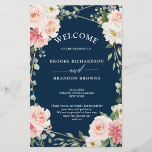 Blush Pink Floral Navy Geometric Wedric Program