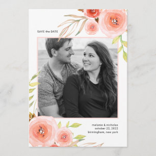 Blush Pink Floral photo enregistrer la carte de da