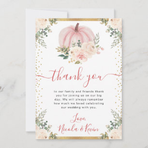 Blush Pink Floral Pumpkin Hochzeit im Herbst Dankeskarte
