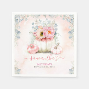 Blush Pink Floral Pumpkins Fall Baby Dusche Serviette