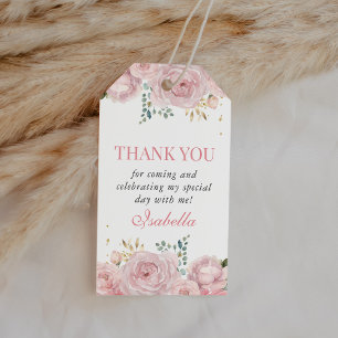 Blush Pink Floral Quinceanera Vielen Dank Geschenkanhänger