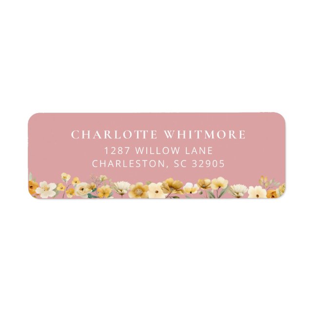 Blush Pink Floral Return Address Label (Vorne)