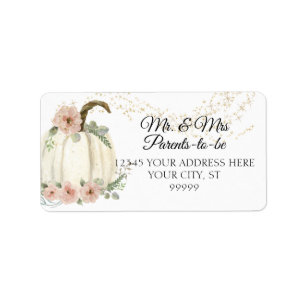 Blush Pink Floral Rose Gold Pumpkin-Adresse Adressaufkleber