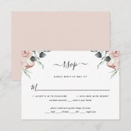 Blush Pink Floral Rose Hochzeit RSVP Card