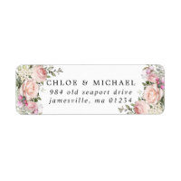 Blush Pink Floral Rustic Wedding Rücksendeadresse