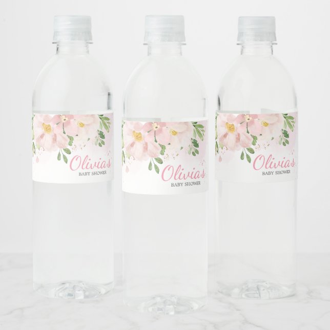 Blush Pink Floral Spring Baby Dusche (Flaschen)