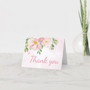 Blush Pink Floral Spring Baby Dusche Dankeskarte