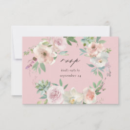 Blush Pink Floral & Succuled w Meal RSVP Card PK