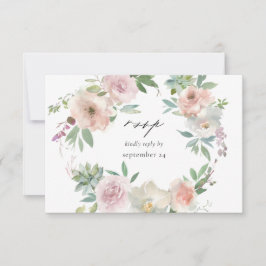 Blush Pink Floral & Succuled w Meal RSVP Karte