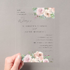 Blush Pink Floral & Succulent Wedding V2 Acryleinladungen
