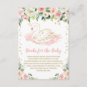 Blush Pink Floral Swan Princess Books for Baby Begleitkarte