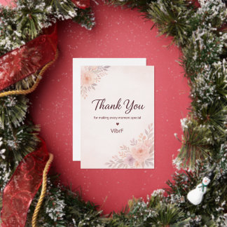 Blush Pink Floral Thank You Card | Modern Elegant  Folien Feiertagskarte