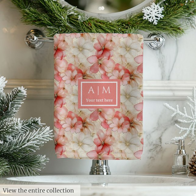 Blush Pink Floral Towel Elegant Monogram Wedding Badhandtuch Set (Blush Pink Floral Towel Elegant Monogram Wedding Gift)