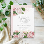 Blush Pink Floral Überraschung 40. Geburtstag Einladung<br><div class="desc">Elegante moderne botanische rot-rosa Aquarellblüte (Rose) und Grün auf weißem Garten-Thema überrascht 40. Geburtstag Party Einladung. Text,  Schriftart,  Schriftart und Farbe sind vollständig anpassbar,  sodass diese Karte auf Ihren Anzug angepasst werden kann.</div>
