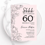 Blush Pink Floral Überraschung 60. Geburtstag Einladung<br><div class="desc">Rosa und schwarz Überraschung 60. Geburtstagseinladung. Modernes feminines Design mit botanischen Akzenten und typografischem Script-Schriftart. Elegante florale Einladungskarte perfekt für eine stilvolle weibliche Überraschung am Tag. Gedruckte Zazzle Einladungen oder Sofortdownload digitalen druckbaren Vorlage.</div>