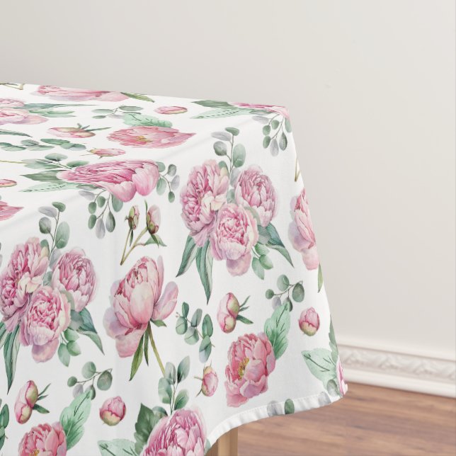 Blush Pink Floral und Eukalyptus Greenery Baby Sho Tischdecke (Beispiel)