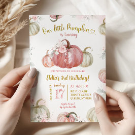 Blush Pink Floral Unser kleiner Pumpkin Geburtstag Einladung