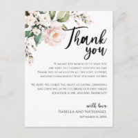 Blush Pink Floral Vielen Dank Empfang Card