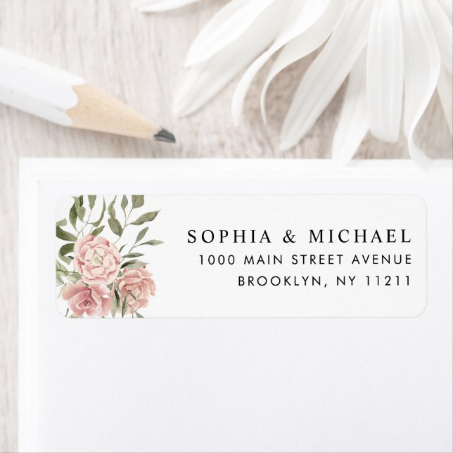 Blush Pink Floral Wasserfarbe Botanische Vegetatio (Insitu)