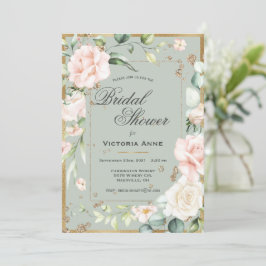 Blush Pink Floral Wasserfarbe Hübsches Brautparty Einladung