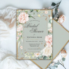 Blush Pink Floral Wasserfarbe Hübsches Brautparty Einladung