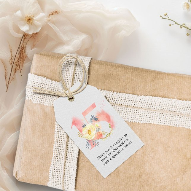 Blush Pink Floral Wasserfarbe Nummer 15 Vielen Dan Geschenkanhänger (Favor Tags from my Blush Pink Number 15 Quinceanera collection
)