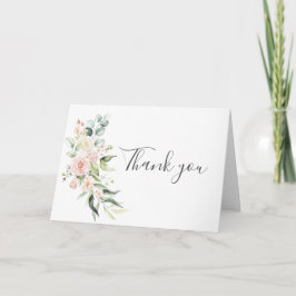 Blush Pink Floral Wasserfarbe Romantische Hochzeit Dankeskarte