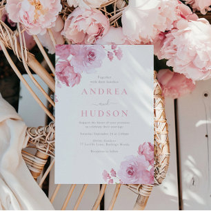 Blush Pink Floral Watercolor Hochzeit Einladung