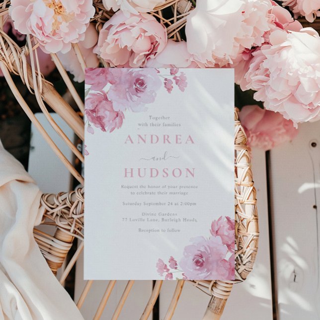 Blush Pink Floral Watercolor Hochzeit Einladung (Von Creator hochgeladen)