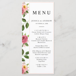 Blush Pink Floral Watercolor Hochzeit Menükarte