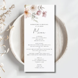 Blush Pink Floral Watercolor Hochzeit Menükarte