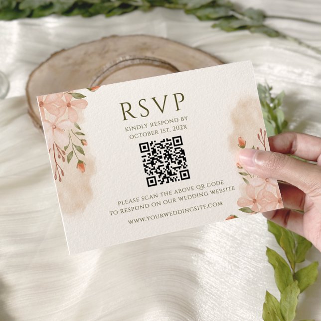 Blush Pink Floral Watercolor Hochzeit RSVP Karte (Von Creator hochgeladen)
