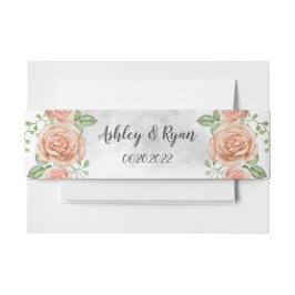 Blush Pink Floral Wedding Einladung Bauch Band