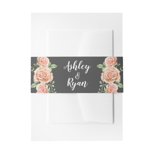 Blush Pink Floral Wedding Einladung Bauch Band (Vorderseite Beispiel)