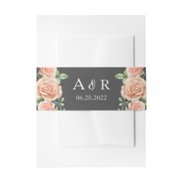 Blush Pink Floral Wedding Einladung Bauch Band