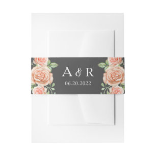 Blush Pink Floral Wedding Einladung Bauch Band
