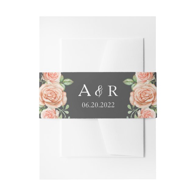 Blush Pink Floral Wedding Einladung Bauch Band (Vorderseite Beispiel)
